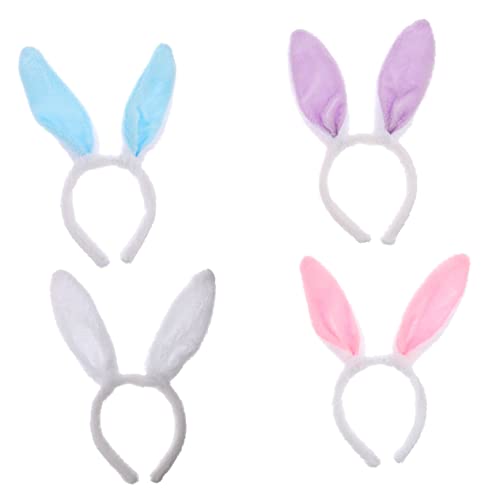 Healeved Plüsch Hasenohr Haarband 5 Stück Haarreif Für Mädchen 5 Farben Wiederverwendbar Geeignet Für Feiertage Und Kostümpartys von Healeved