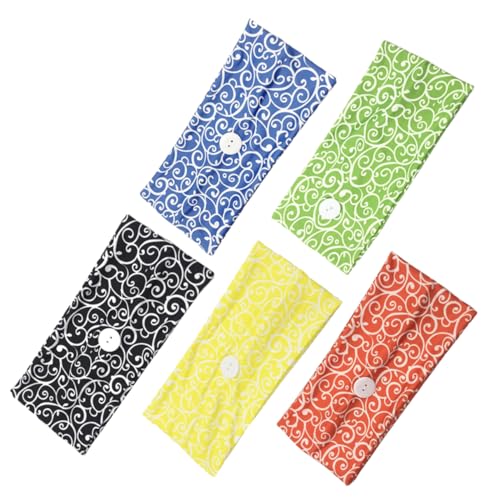 Healeved 5stücke Sport-stirnbänder Mit Knöpfen Atmungsaktive Elastische Haarbänder Für Yoga Laufen Und Fitness Grün Gelb Blau Orange Schwarz von Healeved