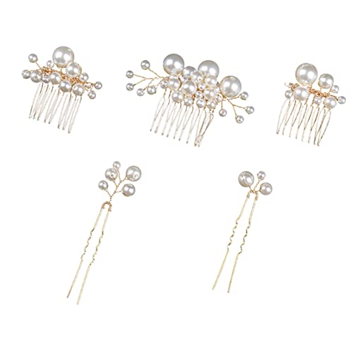 Healeved 5stücke Teiliges Braut Haarkamm Mit Perlen Eleganter Haarspange Für Hochzeiten Und Feiern Für Bräute Und Brautjungfern Stilvolles Haarschmuck-accessoire von Healeved