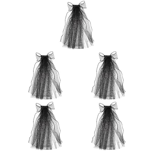 Healeved 5stücke Gothic Brautschleier Mit Schwarzem Bogen Und Perlen Zweilagiger Haarschmuck Für Hochzeit Cosplay Und Themenpartys Einfach Zu Tragen Für Fotoshootings Und Events von Healeved