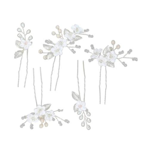 Healeved 5stücke Teiliges Braut Haarnadeln Mit Metallblättern Und Blumen Elegante Hochzeits-haarspangen Für Damen Vielseitige Haarschmuck-accessoires Für Verschiedene Anlässe von Healeved