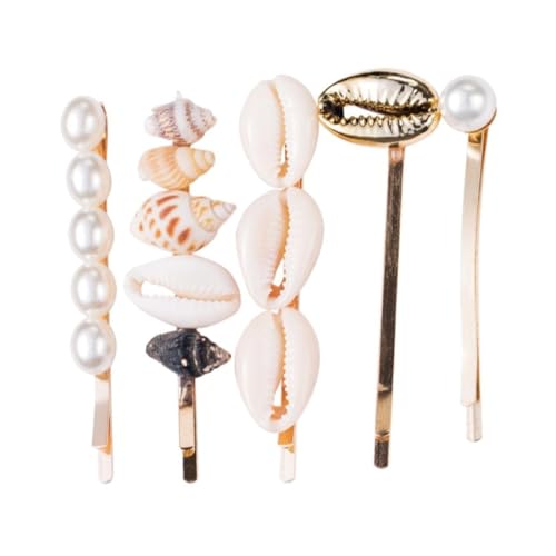 Healeved 5stücke Süße Muschelform Haarnadel Perle Bobby Pin Stil Haarspangen Hochwertiges Legierungsmaterial Design Für Frauen Damen von Healeved