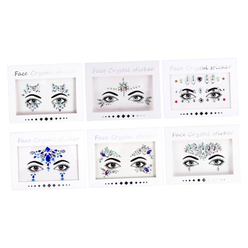 Healeved 6 Blätter Teiliges Acryl Strasssteine Selbstklebend Glitzersteine Gesicht Schmuck Festival Make Up Body Jewels Aufkleber für Party Karneval von Healeved