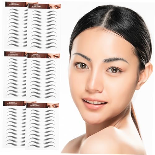 Healeved 6 Blätter Wasserdichte Augenbrauen Tattoo Sticker Haarähnliche Simulation Augenbrauen Aufkleber für Symmetrische Formung und Langanhaltendes Make-up Einfache Anwendung für Damen von Healeved