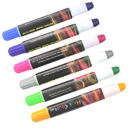 Healeved 6 Farben Haarkreide Set Haarstift Temporäre Färbekreide für Mädchen Sichere Auswaschbare Haarfärbestifte von Healeved