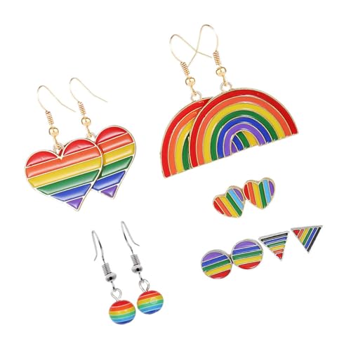 Healeved 6 Paare Pride Ohrringe Tropfen Regenbogen Schmuck Modische Ohrstecker mit Kreativen Designs Langlebig Leicht zu Tragen für Valentinstag und Stilbewusste Träger von Healeved