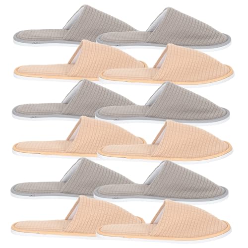 Healeved 6 Paare Waschbare Fleece Gästeschuhe Leichte Rutschfeste Hausschuhe für Damen Herren Atmungsaktive Hotel Slipper Einweg Badeschuhe für Reise Spa Zuhause Gelb von Healeved