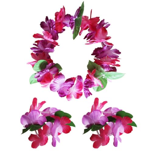 Healeved 6er-pack Hawaii-haarkranz-armband-sets Blumen-stirnband-set Authentische Hawaii-kranz-blumen-armbänder für Partys Veranstaltungen Luau-feiern von Healeved