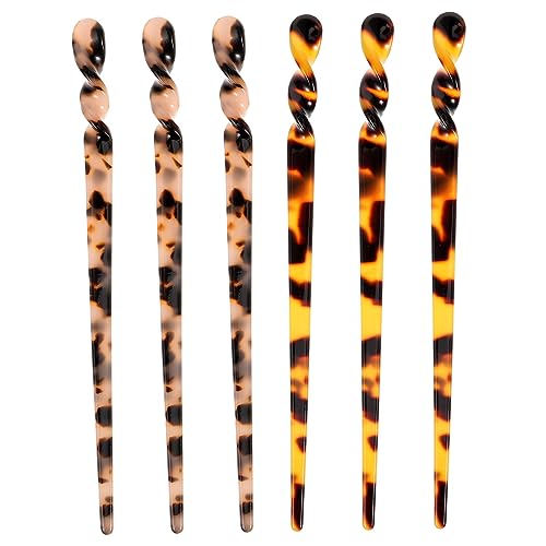 Healeved 6 Stck Teiliges Haarschmuck Set Damen Vintage Haarschieber aus Acetat Leopardmuster und Schildpatt Karamell und für Festlichen Eleganten Chinesischen Stil von Healeved