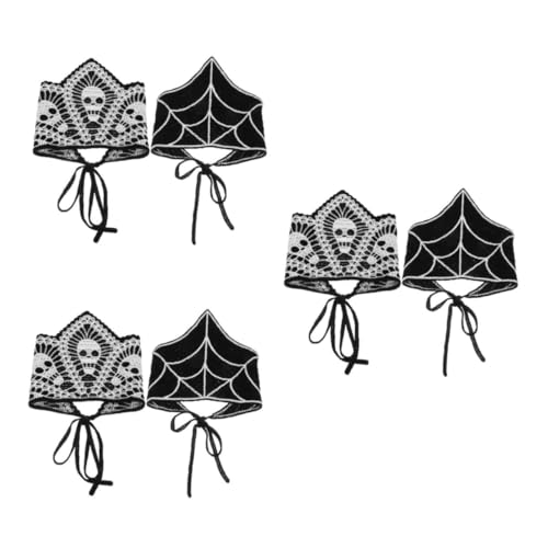 Healeved 6 Stck. Gothic Häkel Bandanas mit Schwarzem und Spinnennetz Handgestricktes Dreieckiges Kopftuch für Halloween Haaraccessoires für Damen Vielseitig Kombinierbar von Healeved