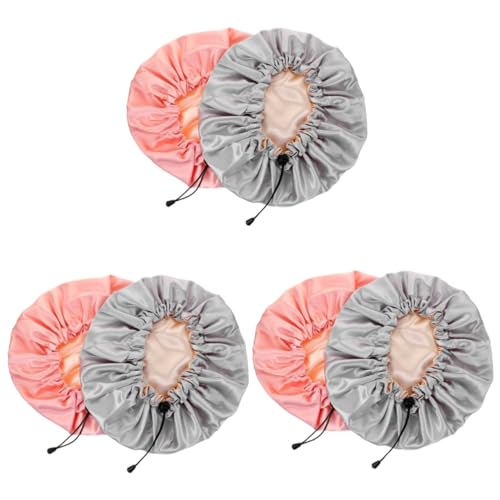Healeved Sets Satin Verstellbare Kappe Für Frauen Doppelschicht Duschhaube Haarhaube Dusche Für Frauen Baden Trockenes Haar Hüte Pcs von Healeved