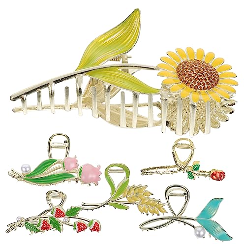 Healeved 6stücke Metall-haarklammern Fischschwanzklammer Weizenklammer Erdbeerklammer Blumenklammern Für Frauen Mädchen Party Hochzeit Alltag Schmuck von Healeved
