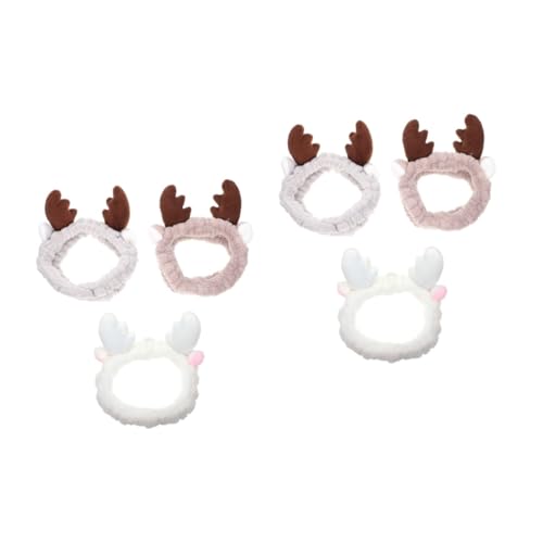 Healeved 6stücke Elastische Flauschige Weihnachts-haarbänder Mit Rentierhörnern Praktische Make-up-stirnbänder Für Frauen Für Gesichtswäsche Und Kosmetikpflege von Healeved