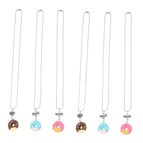 Healeved 6 Stück Delikate Donut Freundschaftsketten aus Leichtem Langlebigem Kunststoff Bunte Anhänger im Süßen Design Tragbare Freundschaftsschmuck für Mädchen und Frauen von Healeved