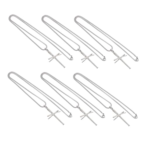 Healeved 6 Stück Edelstahl Kreuz Halsketten Damen Herren Leicht und Kratzfest Religionsschmuck Stylische Anhänger für Alltag und Geschenk von Healeved