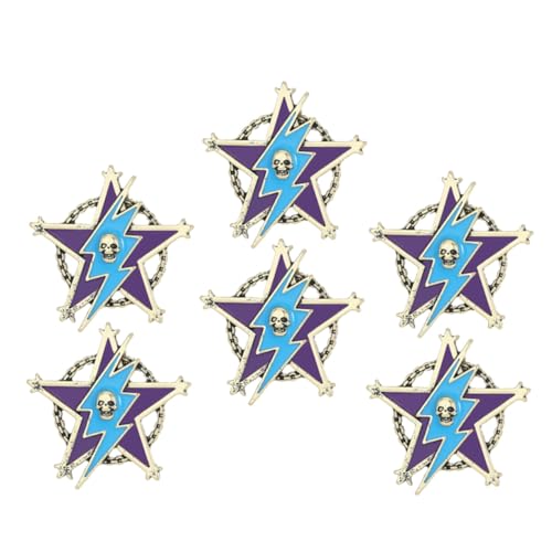Healeved 6 Stück Five-pointed Star Anstecknadeln aus Metall Vintage Design Stilvolle Retro Brosche für Anzüge Jacken Rucksäcke Herren Zubehör Robust und Stilvoll von Healeved