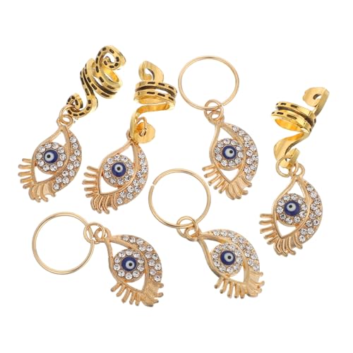 Healeved 6 Stück Haarzopfperlen Zöpfe Böser Blick Anhänger Haarspiralen Böser Blick Zopfjuwelen Flechten Haaranhänger Zopfringe Haarzopf Haaraccessoires Haarschmuck Dreadlocks Schmuck von Healeved