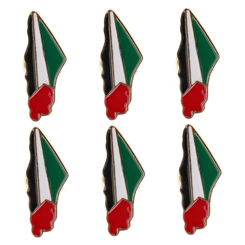 Healeved 6 Stück Palästina Flaggen Anstecknadeln aus Legierung Patriotische Broschen für Kleidung Rucksäcke und Hüte Vielseitige Dekorative Pins für Damen und Herren von Healeved