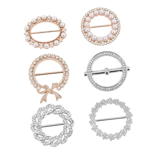 Healeved 6 Stück Shirt Clips Rundschal Ring mit Strass Perlen Strapazierfähige Kleidungsklammern für Damen Eleganter Halstuch und T Shirt Verschluss Vielseitiges Accessoire für Alltag und von Healeved