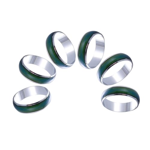 Healeved 6 Stück Stimmungsringe Temperaturwechselnd Farbwechselnde Ringe für Mädchen Jungen Party Weihnachten Kostüm Zubehör Alltagssicher und Komfortabel von Healeved