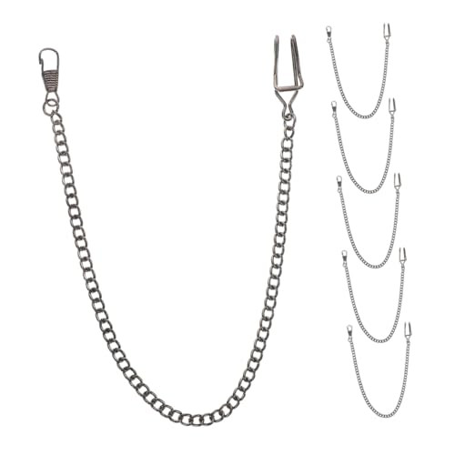 Healeved 6 Stück Taschenuhrketten aus Legierung Kratzfest Antik-Finish mit Praktischem Clipverschluss Retro Uhrenketten für Herren Vielseitig für Vintage Taschenuhren und Sammlerstücke von Healeved