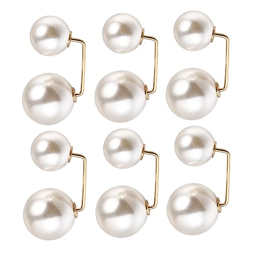 Healeved 6 Stück Teiliges Broschenknöpfe mit Künstlicher Perle Stabile Anstecknadeln für Kragen Schal und Rock Langlebig Modisch Vielseitig für Damenkleidung Hochzeit Party und Alltag von Healeved