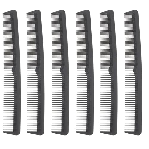 Healeved 6 Stück Teiliges Carbonfaser Haarkämme mit Feinen und Breiten Zähnen Langlebige Frisierkämme für Männer und Frauen Entwirren Sanft Nasses und Trockenes Haar für Wave Hairstyling von Healeved