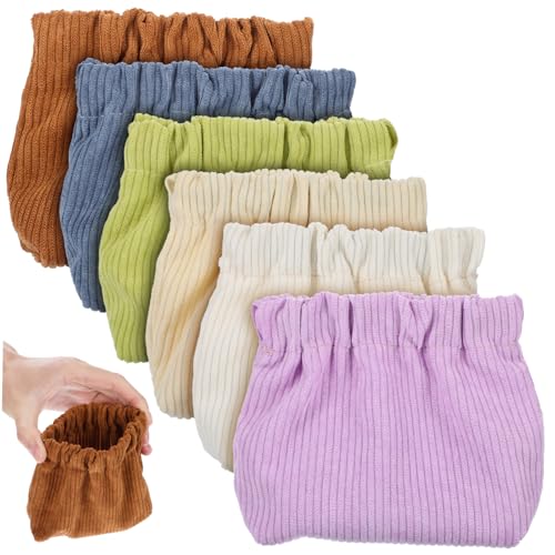 Healeved 6 Stück Teiliges Corduroy Kosmetiktaschen mit Elastischem Verschluss Multifunktionale Schmink und Schmuckbeutel in Farben Kompakt Praktisch für Lippenstift Armbänder und Kleine von Healeved
