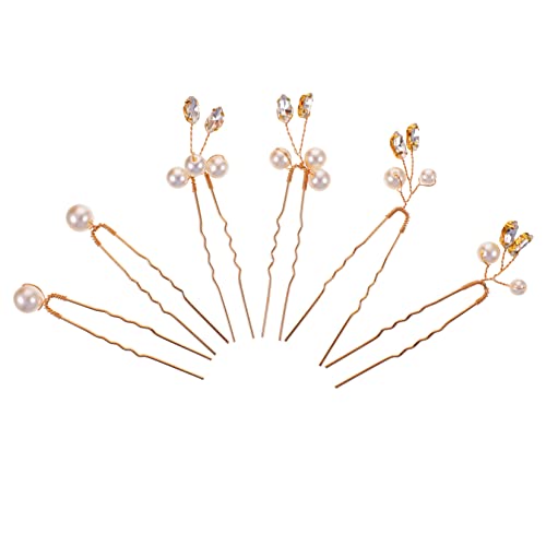 Healeved 6 Stück Teiliges Haarnadeln mit U Förmigen Perlen und Strasssteinen Eleganter Brautschmuck für Hochzeit und Fest Langlebige Haarnadeln für Braut und Brautjungfern Hochzeits von Healeved