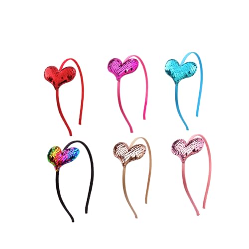 Healeved 6 Stück Teiliges Pailletten Herz Stirnband Leichtes Komfortables Haaraccessoire für Damen und Mädchen Einzigartiges Design für Party Valentinstag Geburtstag und Festliche Anlässe von Healeved