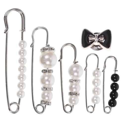 Healeved 6 Stück Teiliges Perlen broschen Damen Dekorative Sicherheitsnadeln Modische Anstecknadeln für Kleidung Eleganter Schal Kleiderschmuck Langlebige und Stilvolle Accessoires von Healeved