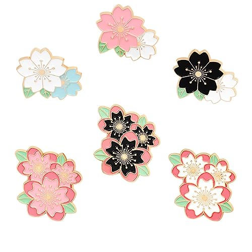 Healeved 6 Stück Teiliges Set Japanische Kirschblüten Broschen Legierung Stilvolle Anstecker für Kleidung Hochzeit Partys und Besondere Anlässe von Healeved