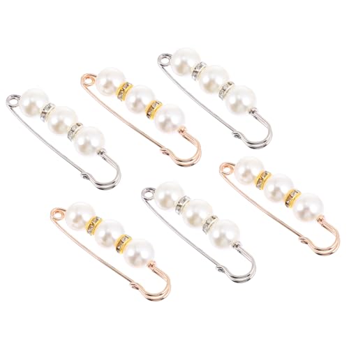 Healeved 6 Stück Teiliges Set Modische Broschen aus Kunstperlen und Legierung Elegante Anstecknadeln für Damen Vielseitige Schmuck accessoires für Pullover Cardigans Schals und Kleider von Healeved