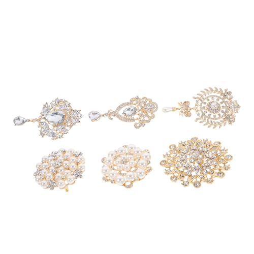 Healeved 6 Stück Teiliges Set Perlenbroschen mit Strass Broschen für Kleidung Blusen und Taschen für Hochzeiten und Besondere Anlässe von Healeved