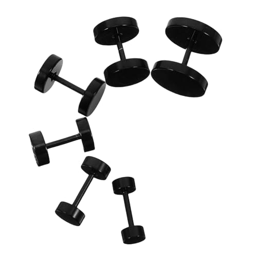 Healeved 6 Stück Teiliges Titanstahl Ohrstecker Set Schwarze Punk Barbell Studs Robuste Herren Damen Ohrringe für Alltag Party und Besondere Anlässe Modischer Unisex Schmuck von Healeved