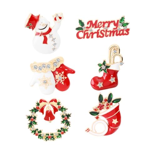 Healeved 6 Stück Teiliges Weihnachts Cartoon Broschen Haarspangen Festliche Anstecknadel für Pullover und Kleidung Party Accessoire für Damen von Healeved