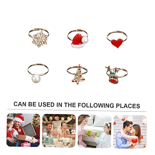 Healeved 6 Stück Teiliges Weihnachtsringe mit Schneeflocken und Filigrane Finger Ringe für Festliche Weihnachtsdeko und Winter Accessoires Damen Schmuck für Feiertage von Healeved