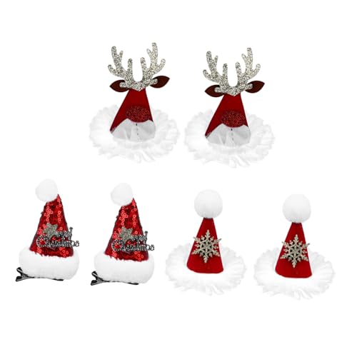 Healeved 6 Stück Weihnachts Haarspangen für Niedliche Haaraccessoires mit Weihnachtsmütze Glitzer und Schneeflocken für Festliche Anlässe und Alltag von Healeved