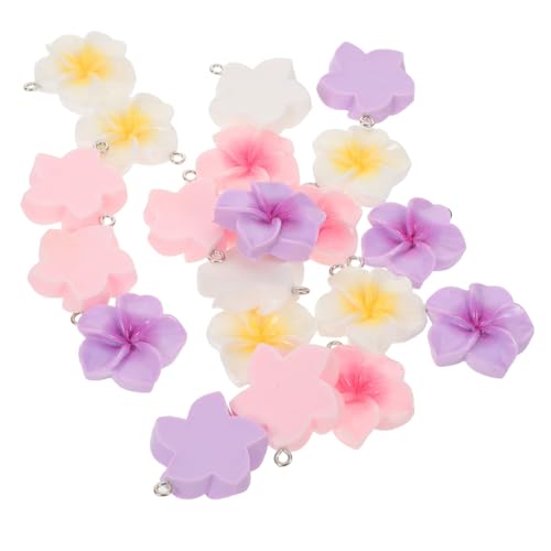 Healeved 60 Stück Mini Plumeria Anhänger aus Leichtem Langlebigem Harz in Weiß und Bunte Blumen Charms im Tropischen Stil für DIY Schmuck Armbänder Ohrringe und Strandhochzeiten von Healeved