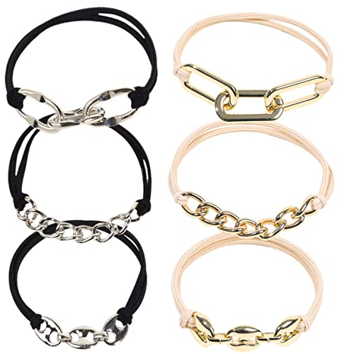 Healeved 6pcs Metall Kette Haar Krawatten Elastische Bänder für Mädchen Haar Zubehör Mädchen Party Armbänder von Healeved