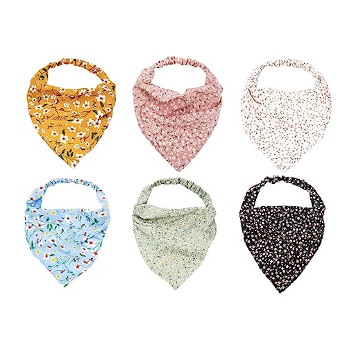 Healeved 6St dreieckiger Schal Haarbänder für Mädchen Hüttenkern Kopftuch mit dreieckigem Kopftuch Chiffon Schal Stirnband dreiecksschal dreieckschal Haarbandana Kopftuch für Damen Stoff von Healeved