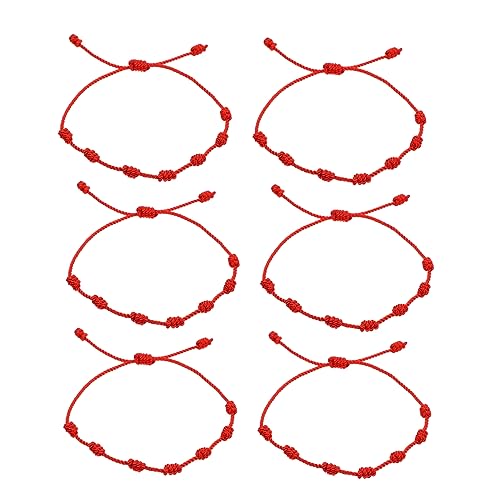Healeved 6stücke Rotes Knoten Armband Verstellbar Rotes Seil Armband Mit Knotendekor Als Glückssymbol Schmuck von Healeved