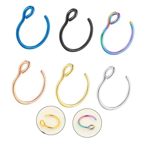 Healeved 6Stücke Nasenring Nasenstecker Bunt Roségold Silber Gold Dunkelblau Robustes Piercing Schmuck für Modebewusste Frauen Accessoire von Healeved
