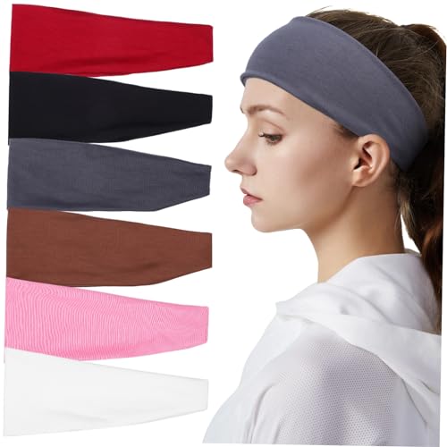 Healeved 6stücke Elastische Sport-stirnbänder Für Damen Und Herren Workout-schweißbänder Mit Feuchtigkeitsableitung Unisex Outdoor-fitness-haarbänder von Healeved