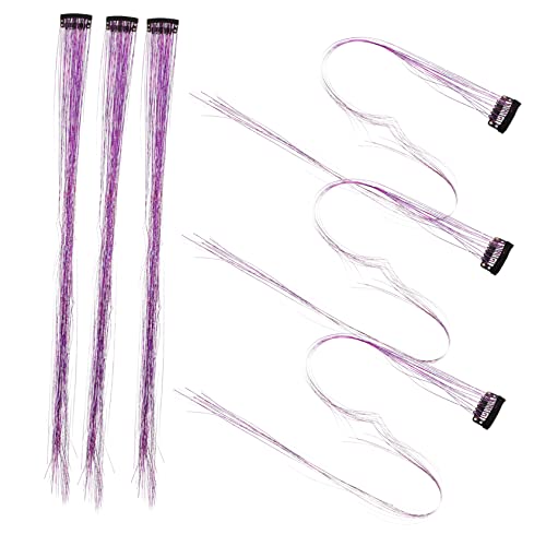 Healeved 6stücke Teiliges Mit Haarlametta Glitzer-haarverlängerungen Funkelnde Schimmersträhnen Für Mädchen Leicht Anbringbar Für Partys Und Besondere Anlässe von Healeved