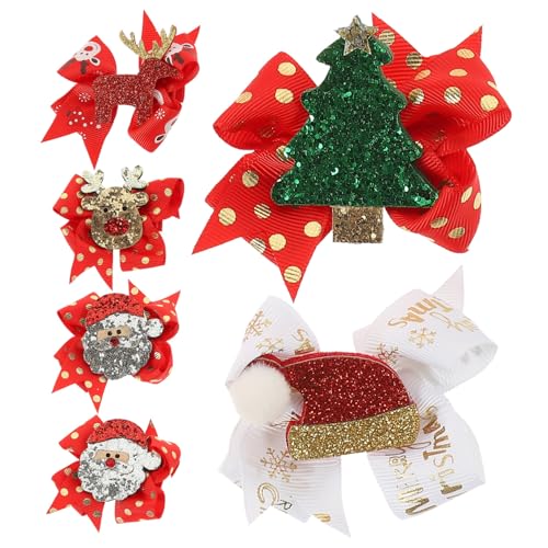 Healeved 6stücke Teiliges Weihnachts-haarclip Mädchen Santa Claus Weihnachtsbaum Haarschmuck Mit Farbenfrohen Designs Für Festliche Anlässe Und Täglichen Gebrauch von Healeved