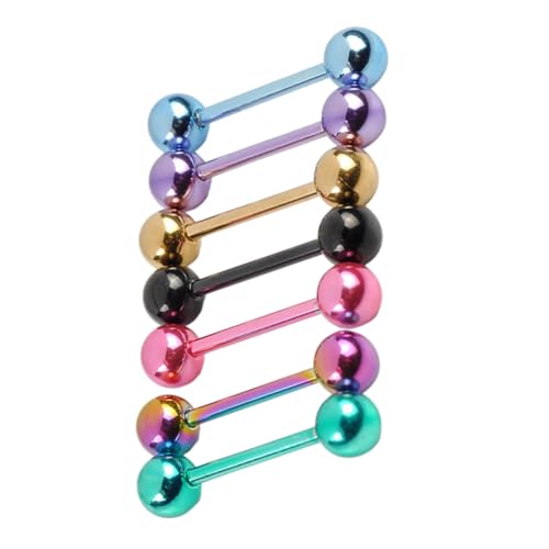 Healeved 7 Stück Teiliges Zungenpiercing Doppelkopf Langhantel Form Körper Schmuck Langlebig Rostfrei Hautfreundlich für Damen Herren Täglicher Stil von Healeved