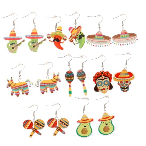 Healeved 8 Paare Bunte Ohrhänger mit Design Statement Ohrringe im Multipack für Damen und Mädchen Langlebiger Schmuck für Alltag Kostümpartys und Festliche Anlässe von Healeved