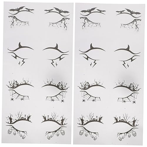 Healeved 8 Paare Halloween Augen Make Up Sticker Temporäre Face Decals mit Fledermaus und Spinnenmotiven Selbstklebend Leicht Ablösbar für Kostümparty Karneval Cosplay und Fotosessions von Healeved