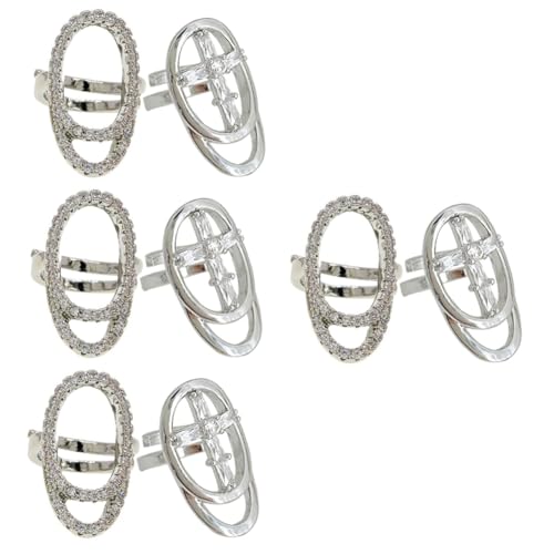 Healeved 8 Stk Personalisierte Ringdekoration Charms Für Nagelzubehör Tipp Charme Nagelring Spitze Metallbesatz Fingernägel Ring Für Frauen Legierung Strasssteine Schmuck Fräulein von Healeved